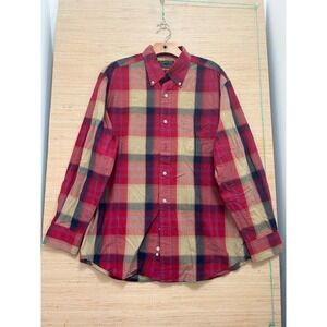 Alexander Julian Colours Mens Red Plaid Poplin Button‎ Down Shirt Large 4909